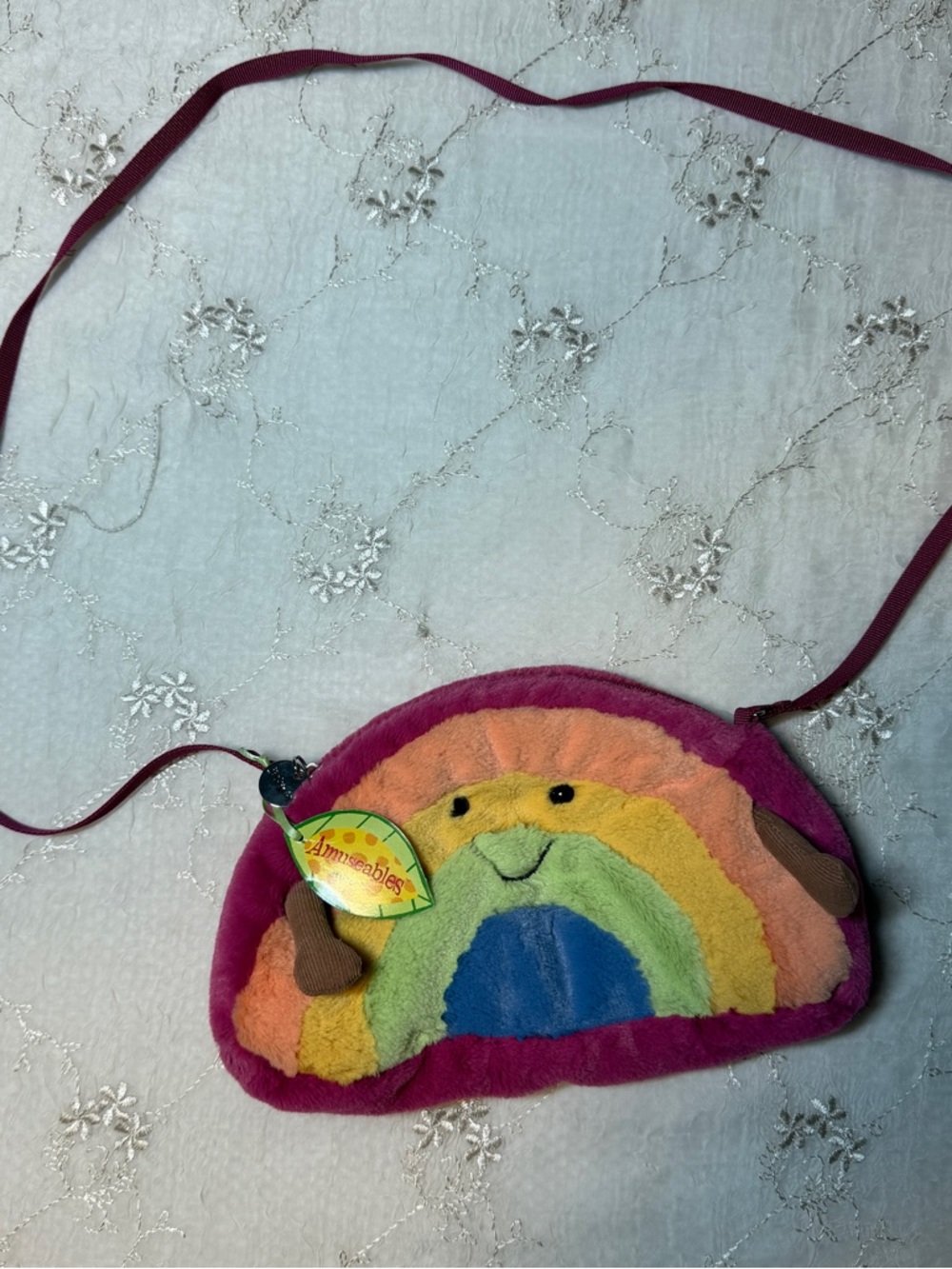 jellycat amuseables rainbow crossbody bag plush purse NWT